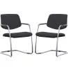 ISABEL│Lot de 2 Fauteuils visiteurs en tissu dossier bas│Pieds luge - structure grise