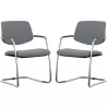 ISABEL│Lot de 2 Fauteuils visiteurs en tissu dossier bas│Pieds luge - structure grise