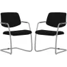 ISABEL│Lot de 2 Fauteuils visiteurs en tissu dossier bas│Pieds luge - structure grise