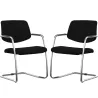 ISABEL│Lot de 2 Fauteuils visiteurs en tissu dossier bas│Pieds luge - structure grise