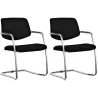 ISABEL│Lot de 2 Fauteuils visiteurs en cuir dossier bas structure chromée