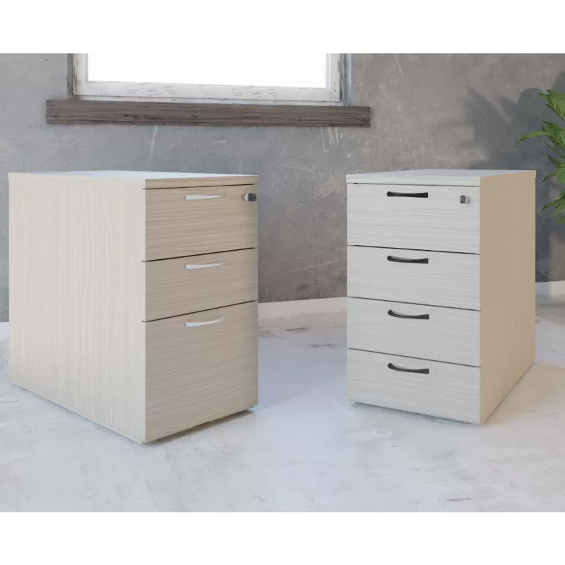 COMFORT│Caisson Hauteur bureau 3-4 tiroirs - profondeur 60│Unicolore structurex
