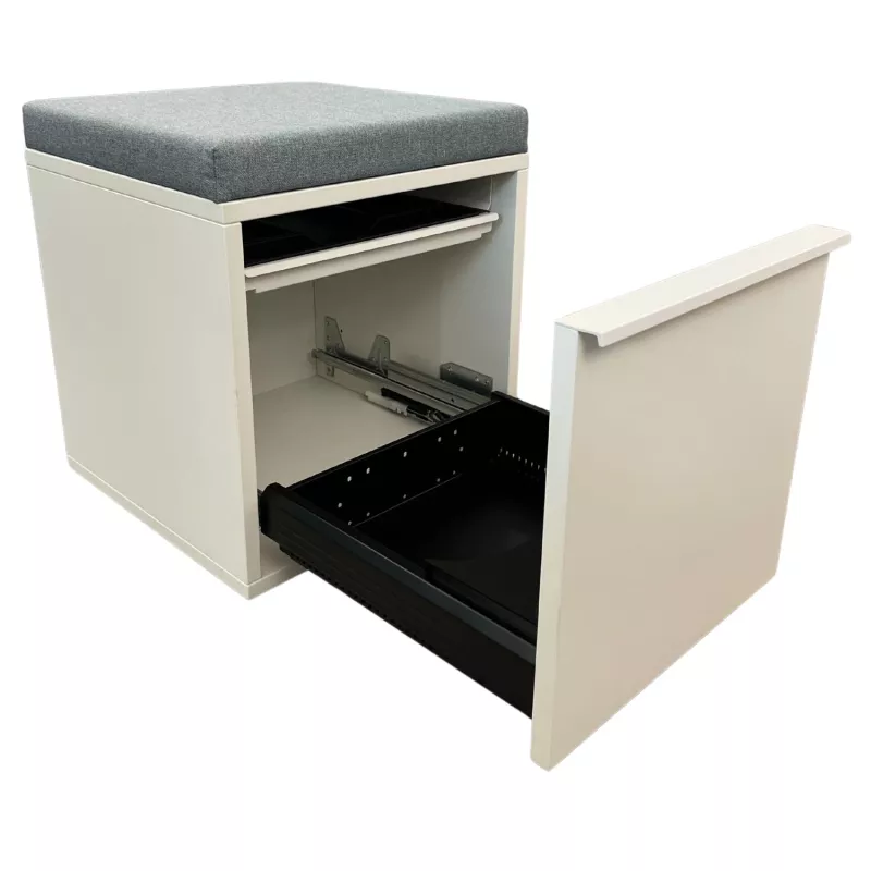 SITAG SYSTEM│Caisson sur roulettes avec top coussin tissu │Profondeur 40 cm│Blanc/Gris clair