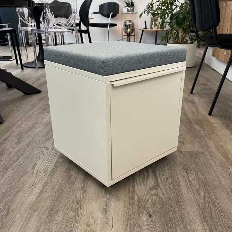 SITAG SYSTEM│Caisson sur roulettes avec top coussin tissu │Profondeur 40 cm│Blanc/Gris clair