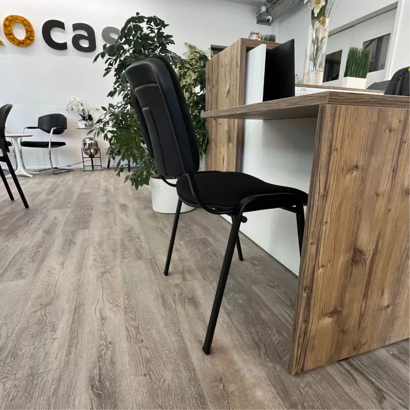 ANTHRA+│Siège visiteurs tissu│4 pieds métalliques noir│Tissu noir