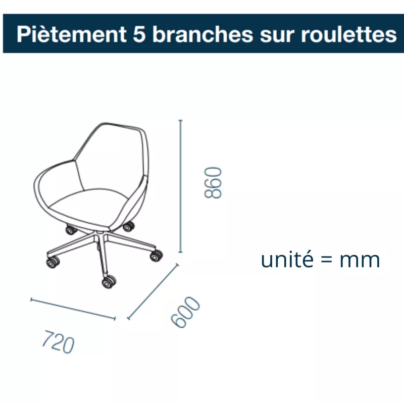 BIP│Chauffeuse réglable sur roulettes en tissu noir