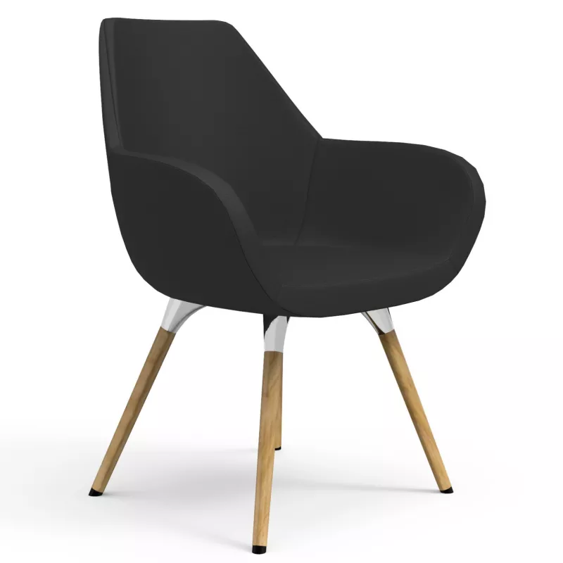 BIP│Chauffeuse Pieds bois et métal en tissu noir