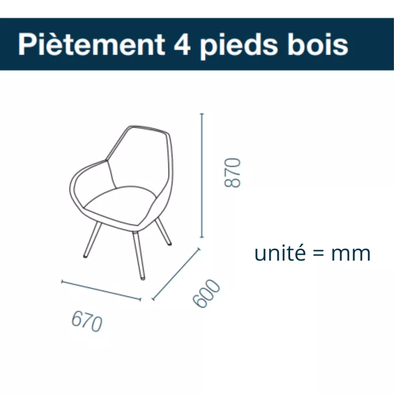 BIP│Chauffeuse Pieds bois et métal en tissu noir