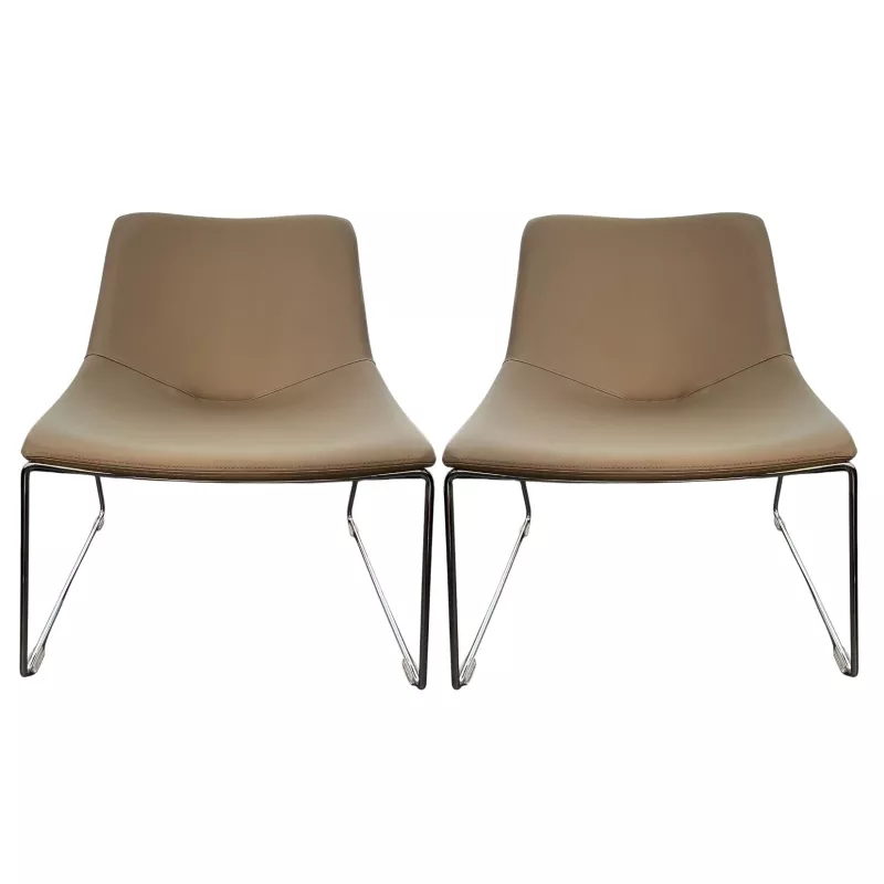 VITA│Lot de 2 Chauffeuses pieds filaires│Cannelle/Chromé