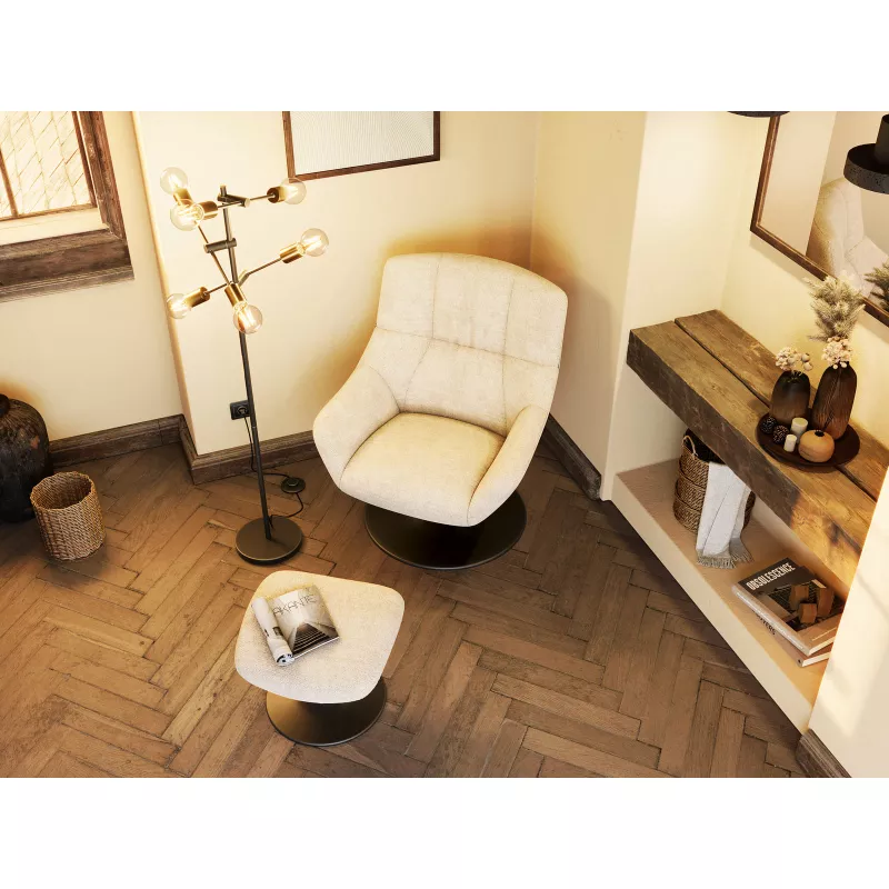 BILBAO│Fauteuil avec repose pied│Assise pivotante