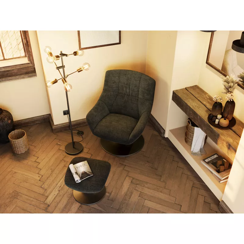 BILBAO│Fauteuil avec repose pied│Assise pivotante