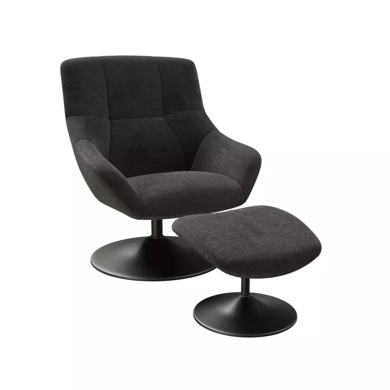 BILBAO│Fauteuil avec repose pied│Assise pivotante