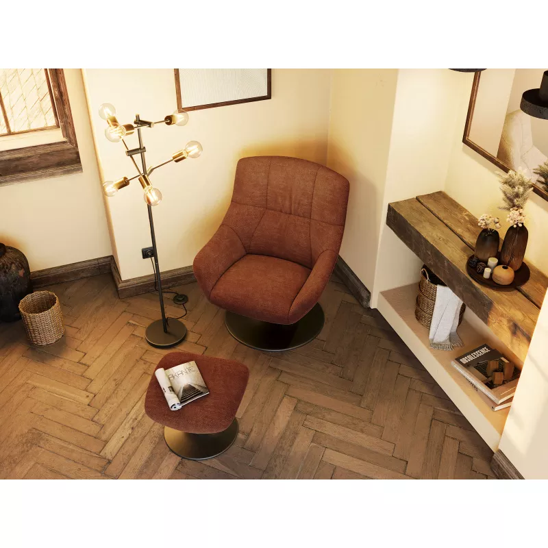 BILBAO│Fauteuil avec repose pied│Assise pivotante