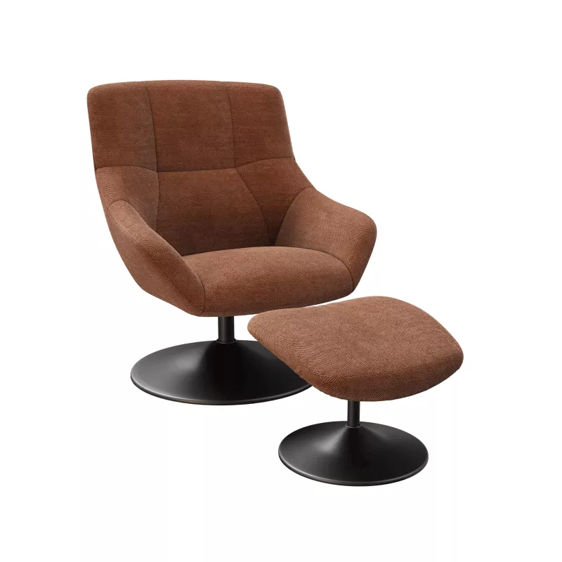 BILBAO│Fauteuil avec repose pied│Assise pivotante
