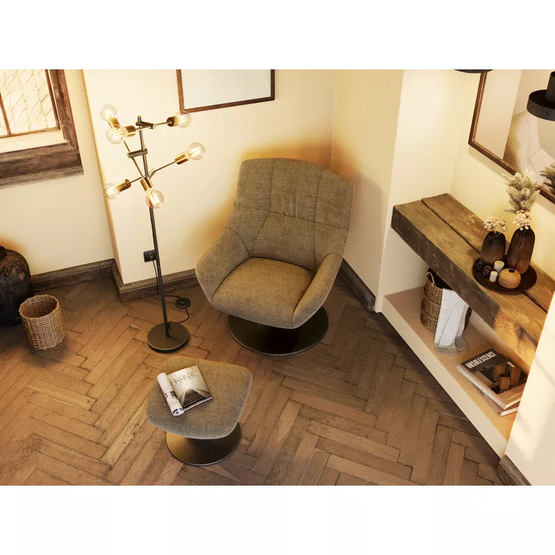 BILBAO│Fauteuil avec repose pied│Assise pivotante
