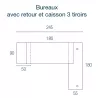 KARA│Bureau de direction avec retour et caisson porteur│4 décors bois à choix