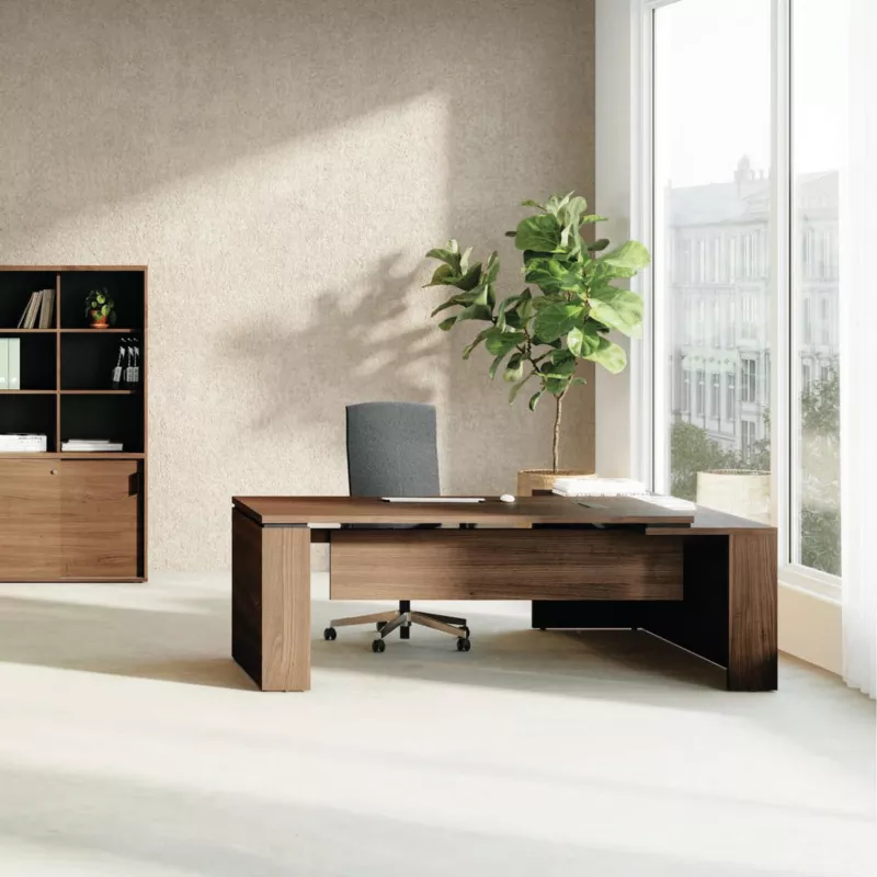 KARA│Bureau de direction avec retour│4 décors bois à choix