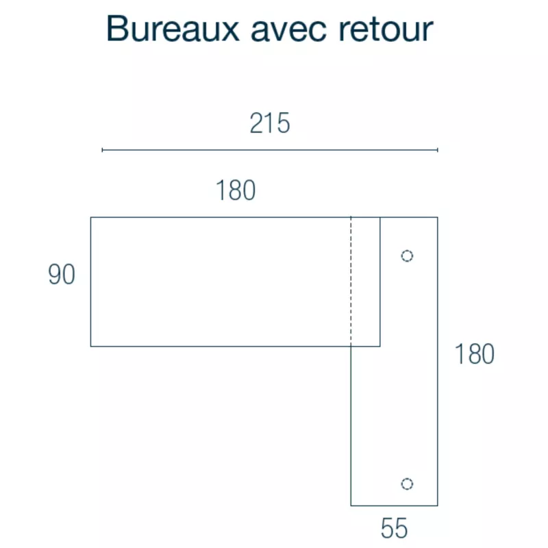 KARA│Bureau de direction avec retour│4 décors bois à choix