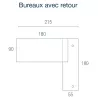 KARA│Bureau de direction avec retour│4 décors bois à choix