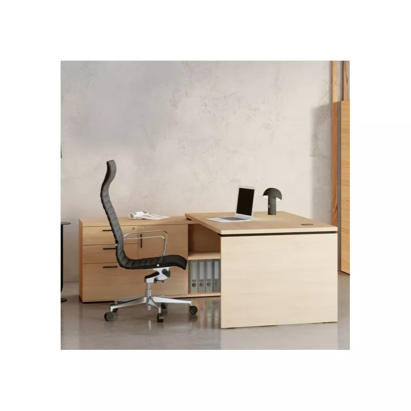 KARA│Bureau de direction avec meuble de rangement porteur│4 décors bois à choix
