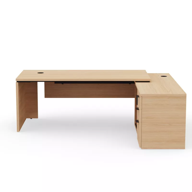 KARA│Bureau de direction avec meuble de rangement porteur│4 décors bois à choix