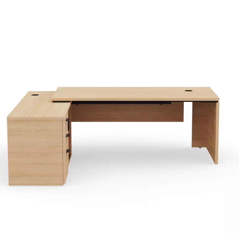 KARA│Bureau de direction avec meuble de rangement porteur│4 décors bois à choix