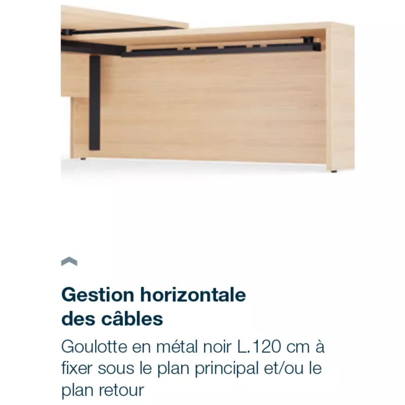 KARA│Goulotte horizontale sous bureau L 120 cm noire