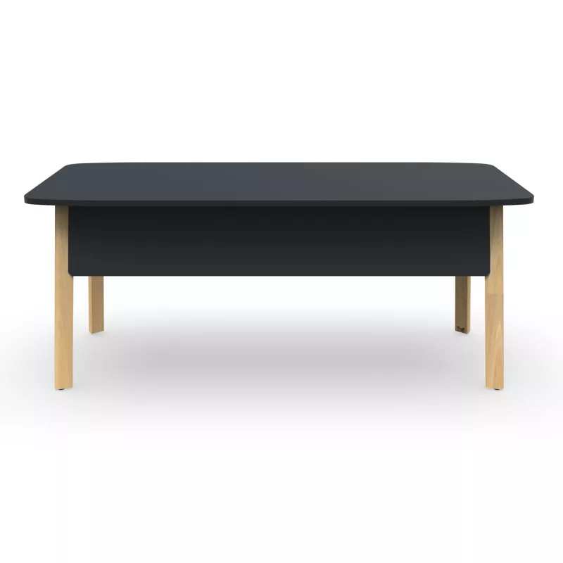 KARL DIRECTION VDF│Bureau de direction - avec voile de fond - plateau droit│Bois noir / Chêne massif