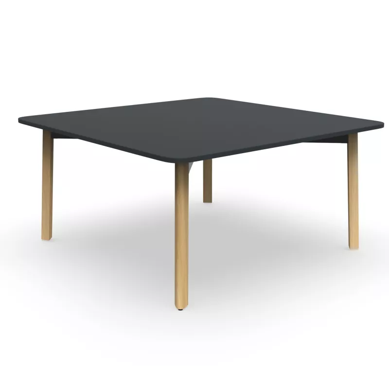 KARL CONFERENCE│Table de réunion carrée - 6-8 personnes - avec ou sans trappe│Bois noir / Chêne massif