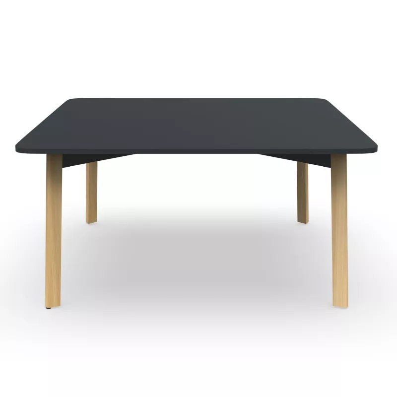 KARL CONFERENCE│Table de réunion carrée - 6-8 personnes - avec ou sans trappe│Bois noir / Chêne massif
