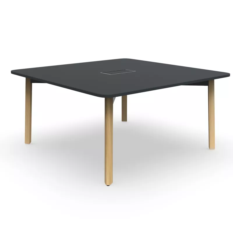 KARL CONFERENCE│Table de réunion carrée - 6-8 personnes - avec ou sans trappe│Bois noir / Chêne massif