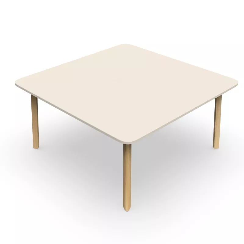 KARL│Table de réunion carrée - 150x150 - avec ou sans trappe│Lin / Chêne massif