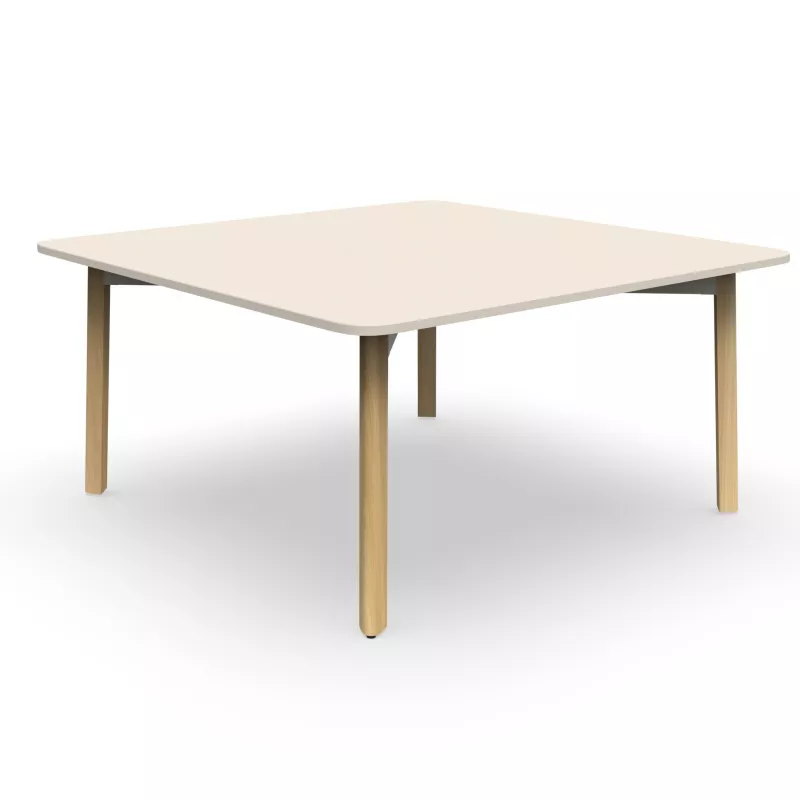 KARL│Table de réunion carrée - 150x150 - avec ou sans trappe│Lin / Chêne massif