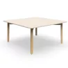 KARL│Table de réunion carrée - 150x150 - avec ou sans trappe│Lin / Chêne massif