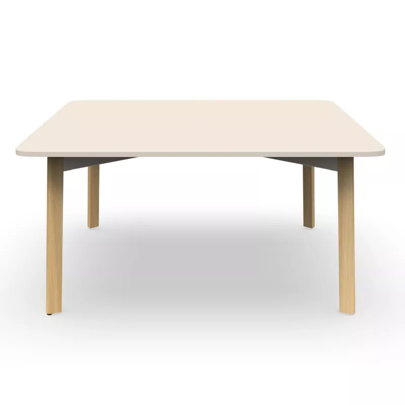 KARL│Table de réunion carrée - 150x150 - avec ou sans trappe│Lin / Chêne massif
