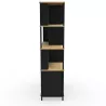KARL RANGEMENT│Bibliothèque Largeur 100 cm - 2 portes│Noir / Chêne naturel