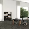 KARL RANGEMENT│Bibliothèque Largeur 141 cm - 2 portes + 3 tiroirs│Noir / Chêne naturel