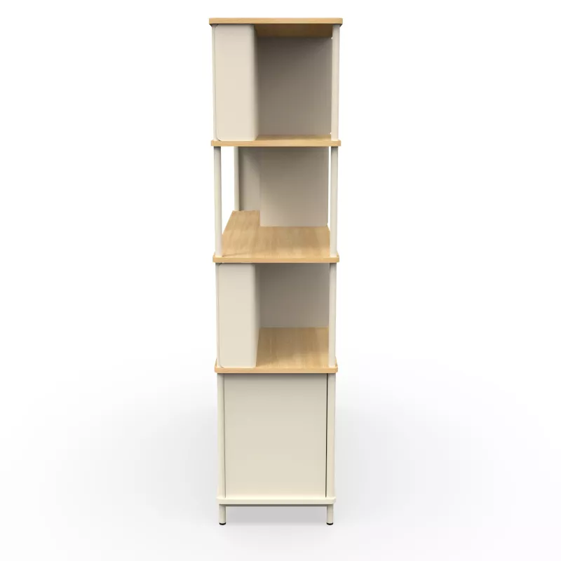 KARL RANGEMENT│Bibliothèque Largeur 141 cm avec 2 portes et 3 tiroirs│Lin / Chêne naturel