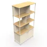 KARL RANGEMENT│Bibliothèque Largeur 100 cm - 2 portes│Lin / Chêne naturel