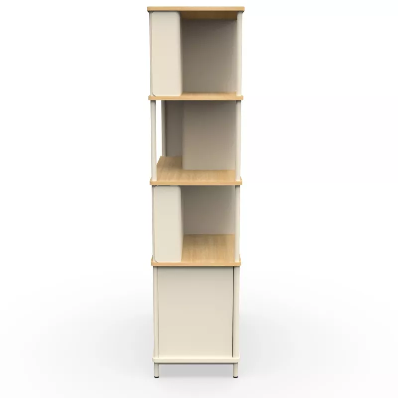 KARL RANGEMENT│Bibliothèque Largeur 100 cm - 2 portes│Lin / Chêne naturel