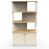 KARL RANGEMENT│Bibliothèque Largeur 100 cm - 2 portes│Lin / Chêne naturel