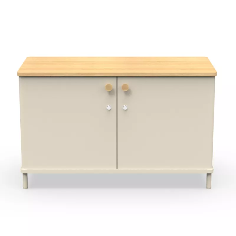 KARL RANGEMENT│Crédence Largeur 100 cm - 2 portes│Lin ou Bois noir / Chêne naturel
