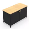 KARL RANGEMENT│Crédence Largeur 100 cm - 2 portes│Lin ou Bois noir / Chêne naturel