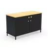 KARL RANGEMENT│Crédence Largeur 100 cm - 2 portes│Lin ou Bois noir / Chêne naturel