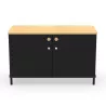 KARL RANGEMENT│Crédence Largeur 100 cm - 2 portes│Lin ou Bois noir / Chêne naturel