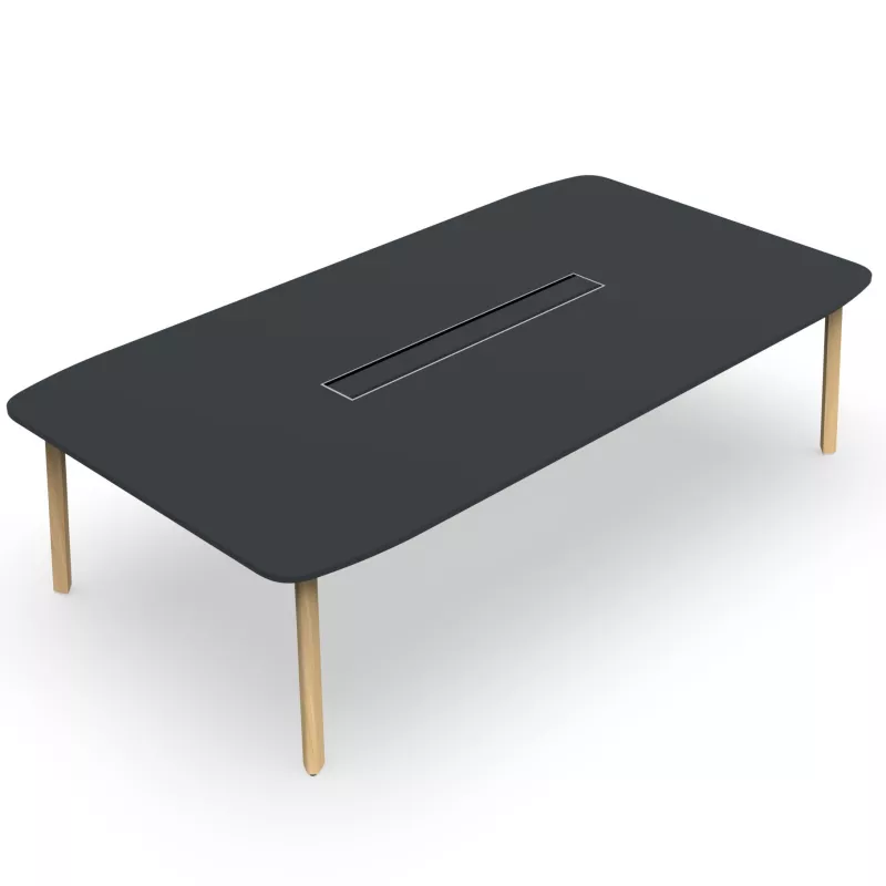 KARL CONFERENCE│Table de réunion - 10-12 personnes - 280x150 - avec trappe │Bois noir / Chêne massif