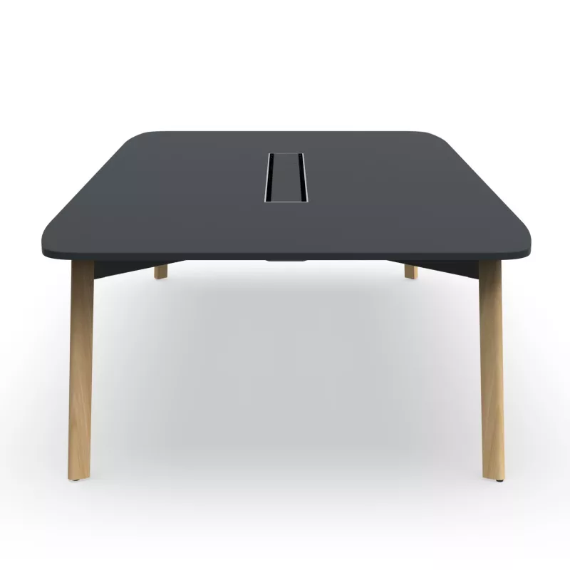 KARL CONFERENCE│Table de réunion - 10-12 personnes - 280x150 - avec trappe │Bois noir / Chêne massif