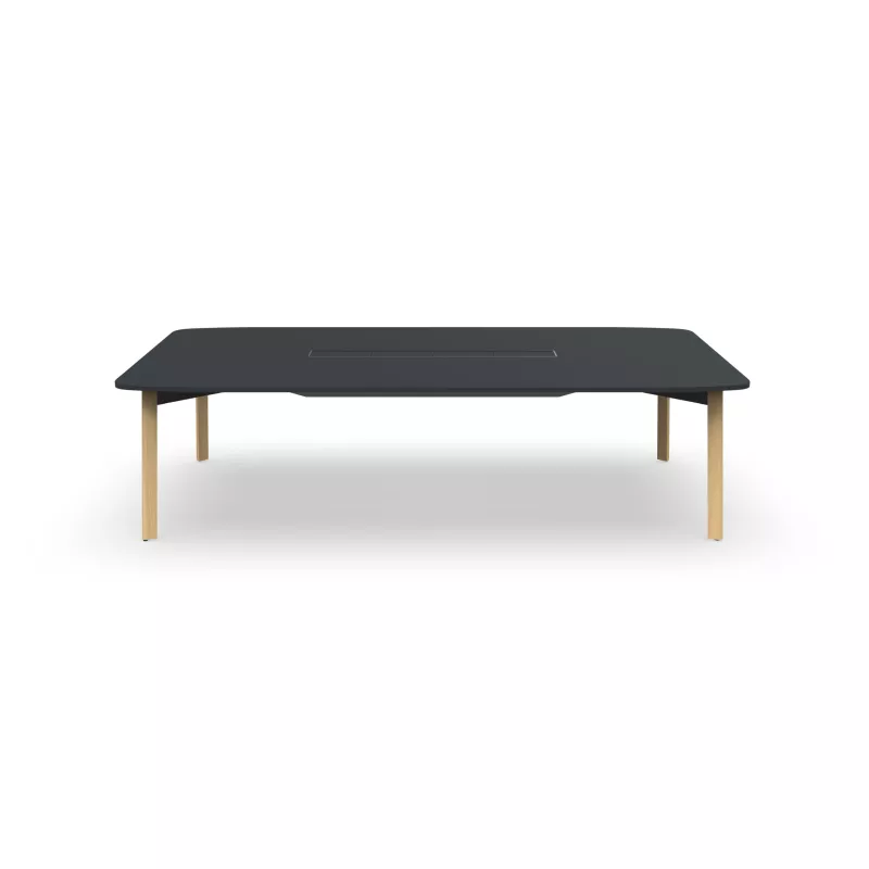 KARL CONFERENCE│Table de réunion - 10-12 personnes - 280x150 - avec trappe │Bois noir / Chêne massif
