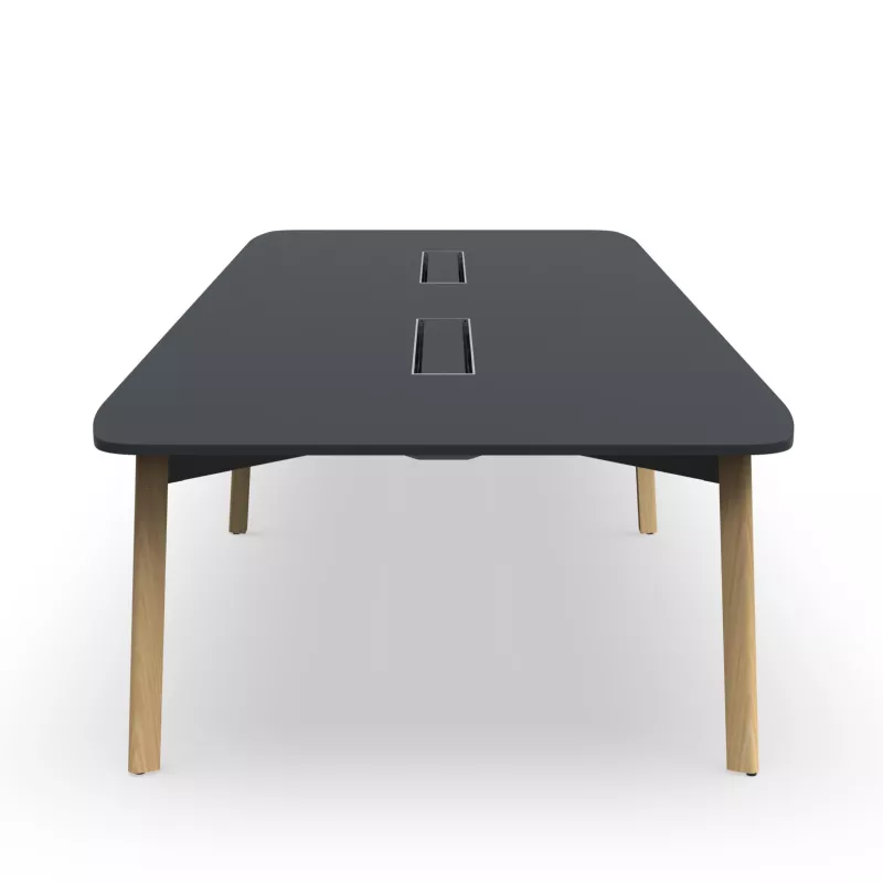 KARL CONFERENCE│Table de réunion - 14-16 personnes - 420x150 - avec trappe │Lin ou Bois noir / Chêne massif