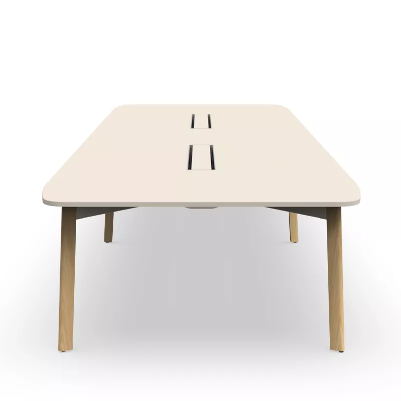 KARL CONFERENCE│Table de réunion - 14-16 personnes - 420x150 - avec trappe │Lin ou Bois noir / Chêne massif